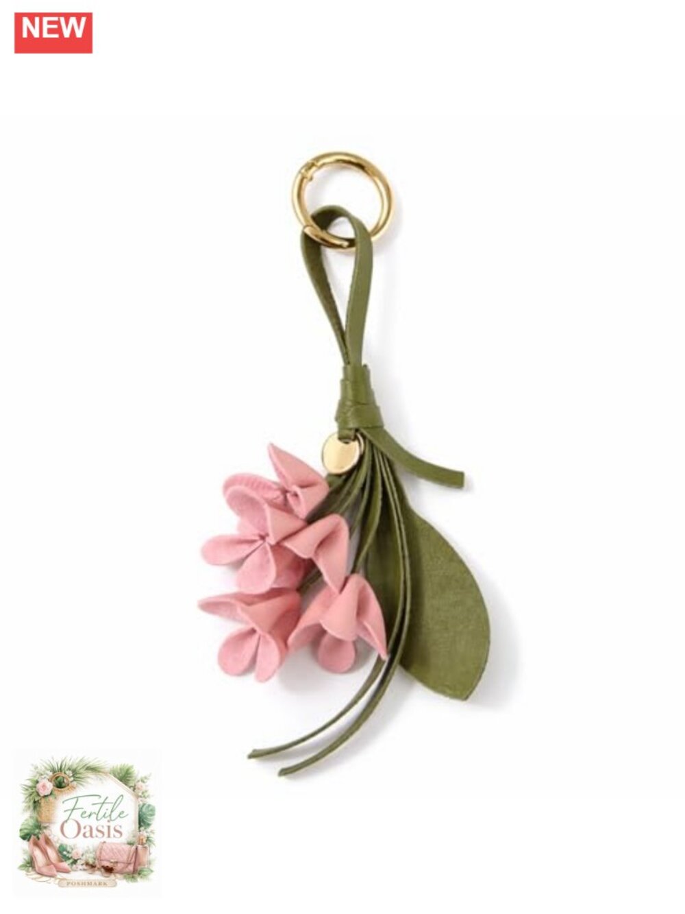 Boho PU Leather Flower Keychain Bag Charm for Handbags Purse Tote Backpack